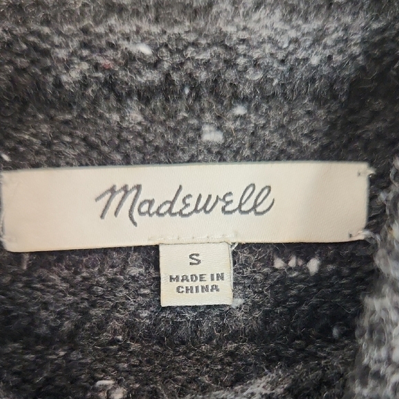 Madewell Donegal Tweed Wool Blend Mockneck Sweater - Dark Grey Fleck - Size S - Picture 2 of 8
